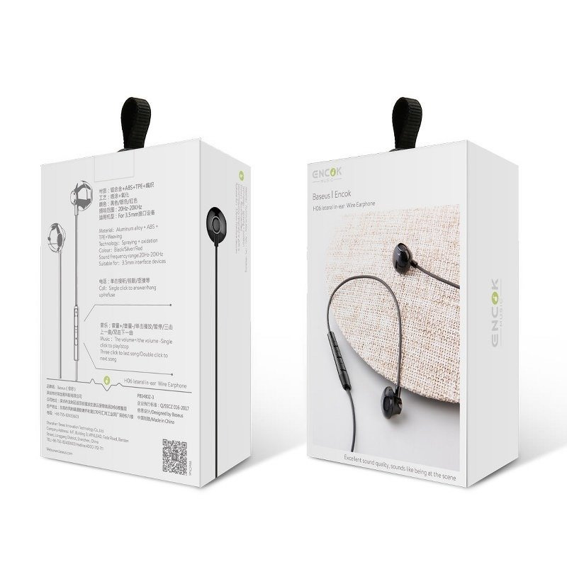 Słuchawki przewodowe Baseus Encok H06 dokanałowe z mikrofonem - czarne (NGH06-01) Słuchawki przewodowe Baseus Encok H06 dokanałowe z mikrofonem - czarne (NGH06-01)