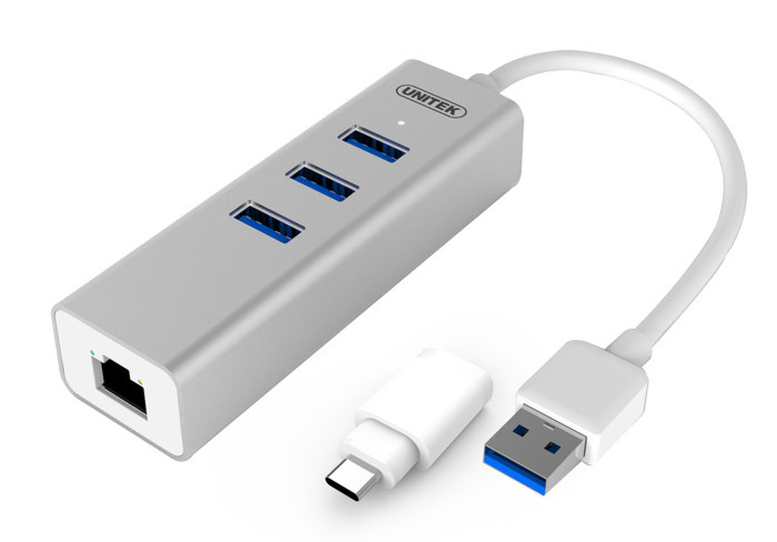 Zdjęcie produktu: Unitek HUB 3x USB 3.0 +USB Typ-C + RJ45 Ethernet 10/100/1000 (Y-3083B)