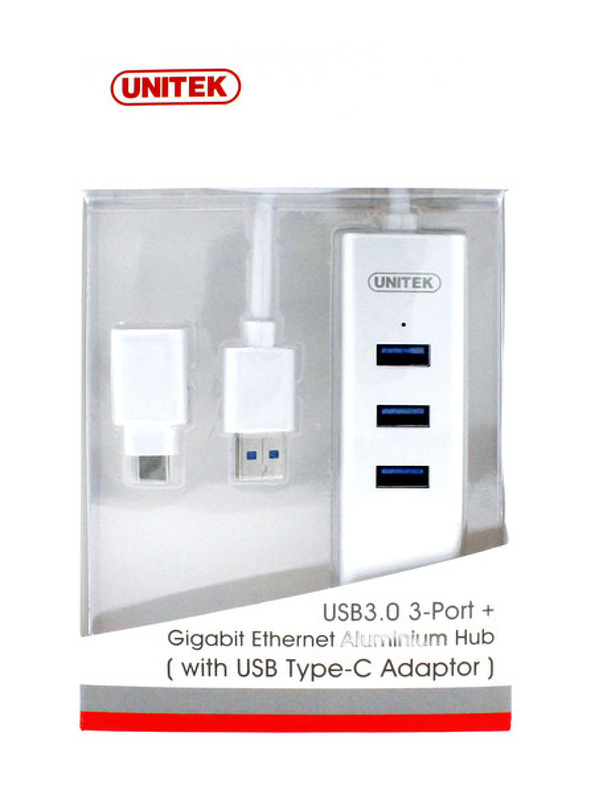 Zdjęcie produktu: Unitek HUB 3x USB 3.0 +USB Typ-C + RJ45 Ethernet 10/100/1000 (Y-3083B)