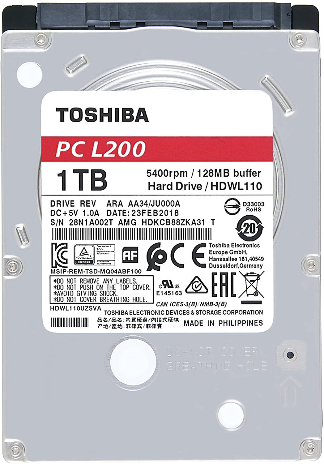 Toshiba L200 Mobile 1TB 2,5" 128MB 5400rpm Slim 7mm SATA III