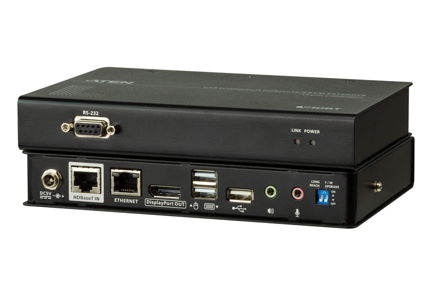 Zdjęcie produktu: ATEN USB DisplayPort HDBaseT2.0 KVM Extender, 4K@100m CE920-AT-G