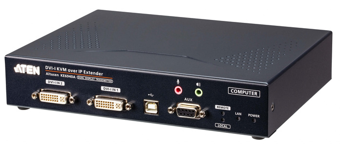 Miniatura produktu: ATEN DVI-I Dual Display KVM over IP Extender Transmitter KE6940AT-AX-G