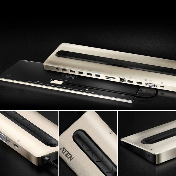 Zdjęcie produktu: ATEN USB-C Multiport Dock with Power Pass-Through (15") UH3237-AT Zdjęcie produktu: ATEN USB-C Multiport Dock with Power Pass-Through (15") UH3237-AT