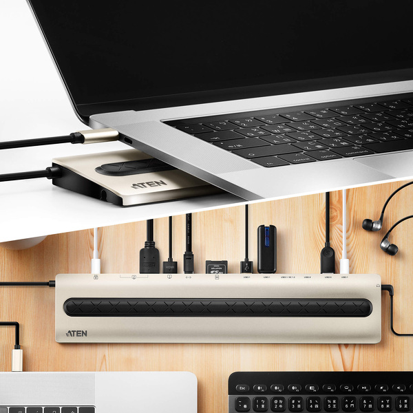 Zdjęcie produktu: ATEN USB-C Multiport Dock with Power Pass-Through (15") UH3237-AT Zdjęcie produktu: ATEN USB-C Multiport Dock with Power Pass-Through (15") UH3237-AT