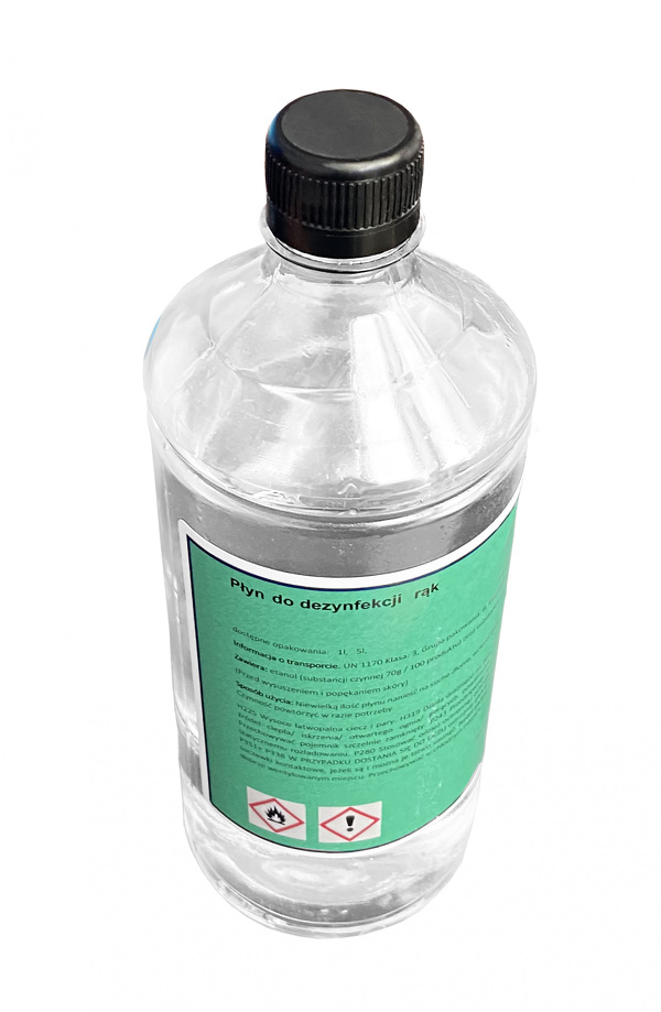 Zdjęcie produktu: Płyn do dezynfekcji rąk 1000ml - antybakteryjny, antywirusowy, 70% alkoholu etylowego