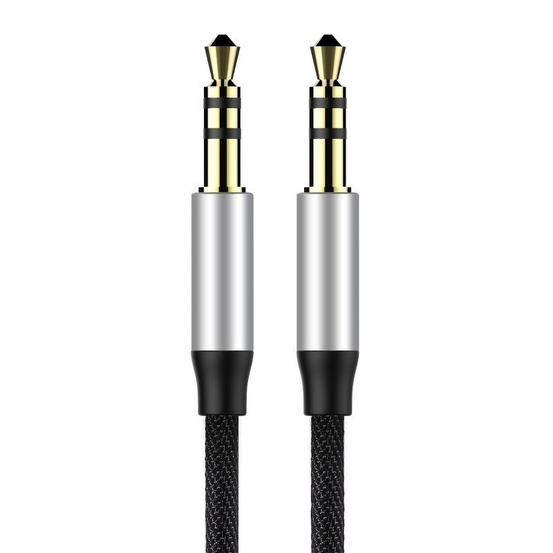 Kabel audio Baseus Yiven M30 miniJack 3,5mm 1,5 m srebrno-czarny (CAM30-CS1)