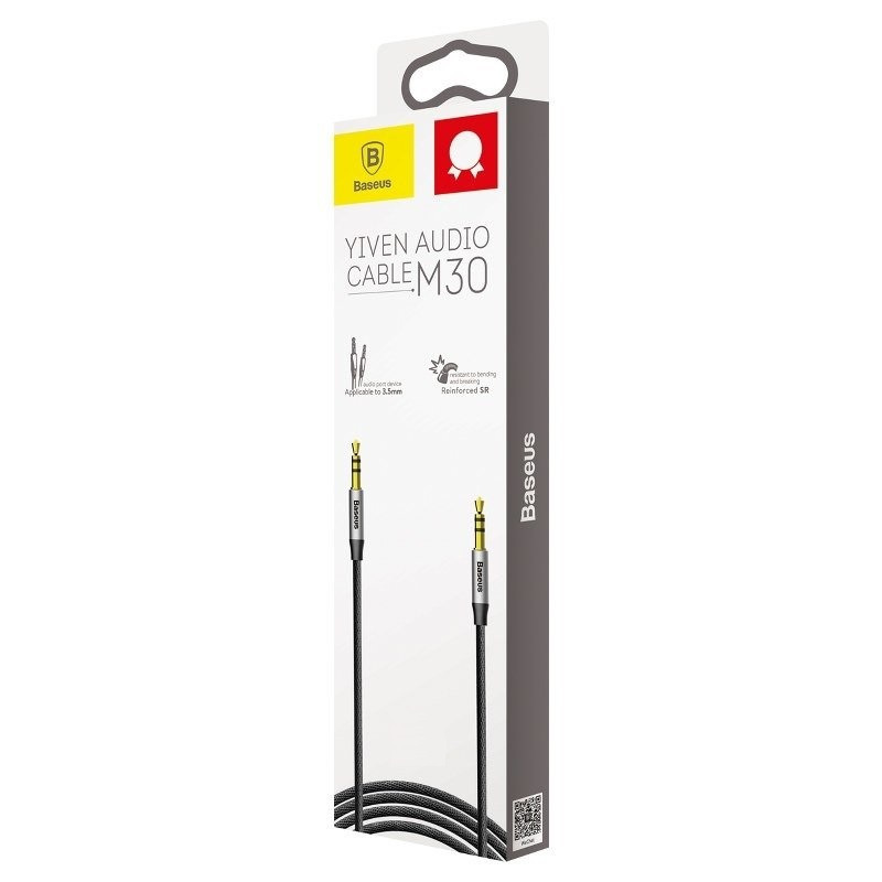 Kabel audio Baseus Yiven M30 miniJack 3,5mm 1,5 m srebrno-czarny (CAM30-CS1)