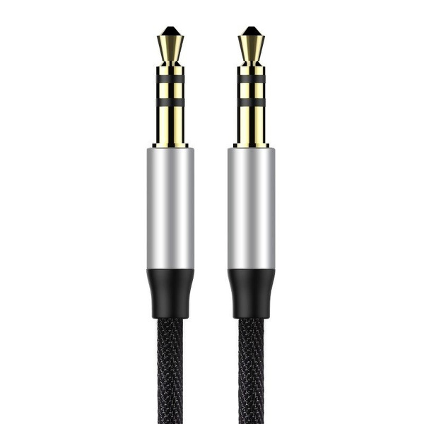 Zdjęcie produktu: Kabel audio Baseus Yiven M30 miniJack 3,5mm 1,5 m srebrno-czarny (CAM30-CS1)