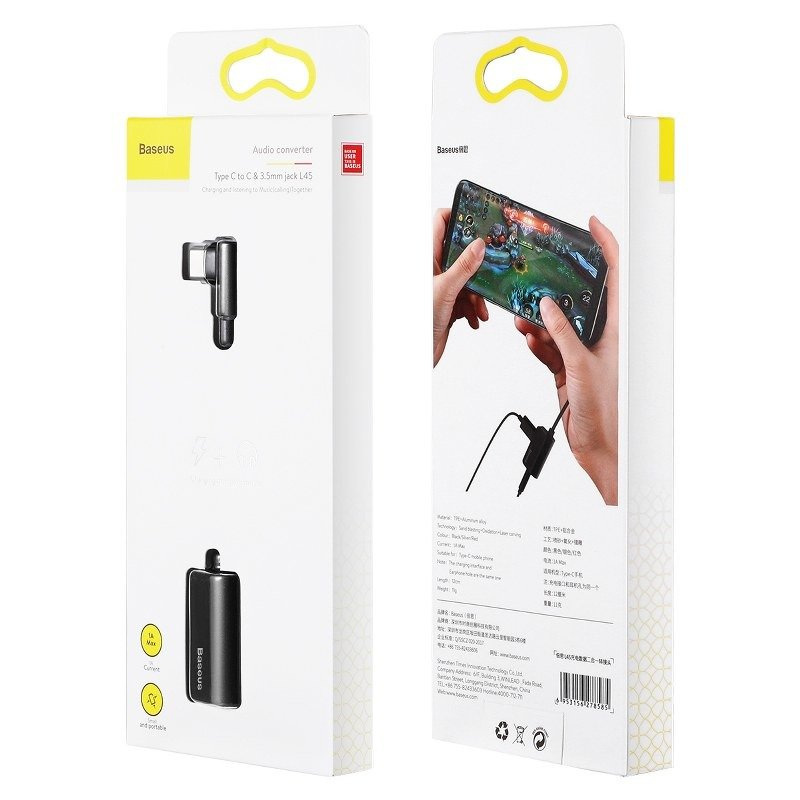 Adapter Audio Baseus L45 TYP-C do USB TYP-C / mini-jack (3,5mm) czarny (CATL45-01)