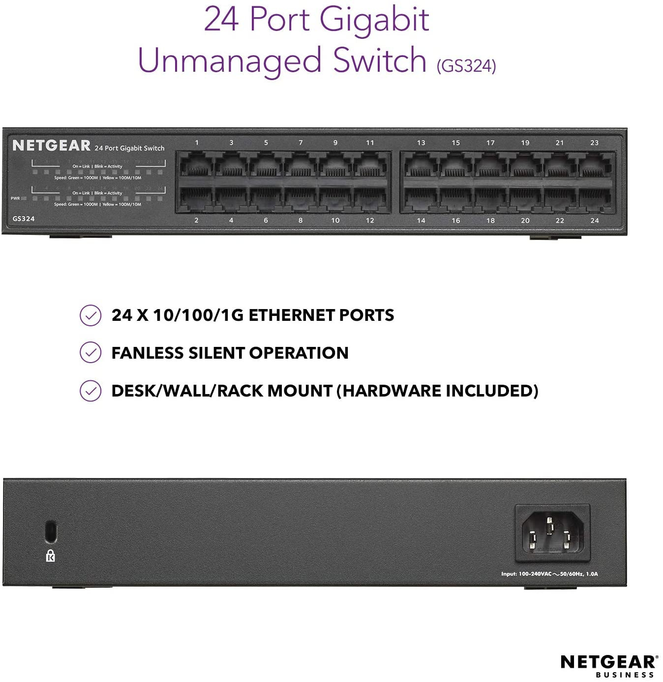NETGEAR 24PT UNMANAGED SWITCH