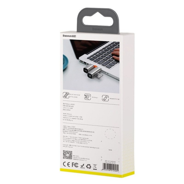 Zdjęcie produktu: Czytnik kart pamięci Baseus Mini-cabin, SD/micro SD - USB + TYP-C, USB 3.0, aluminiowy - szary (CADKQ-A0G)