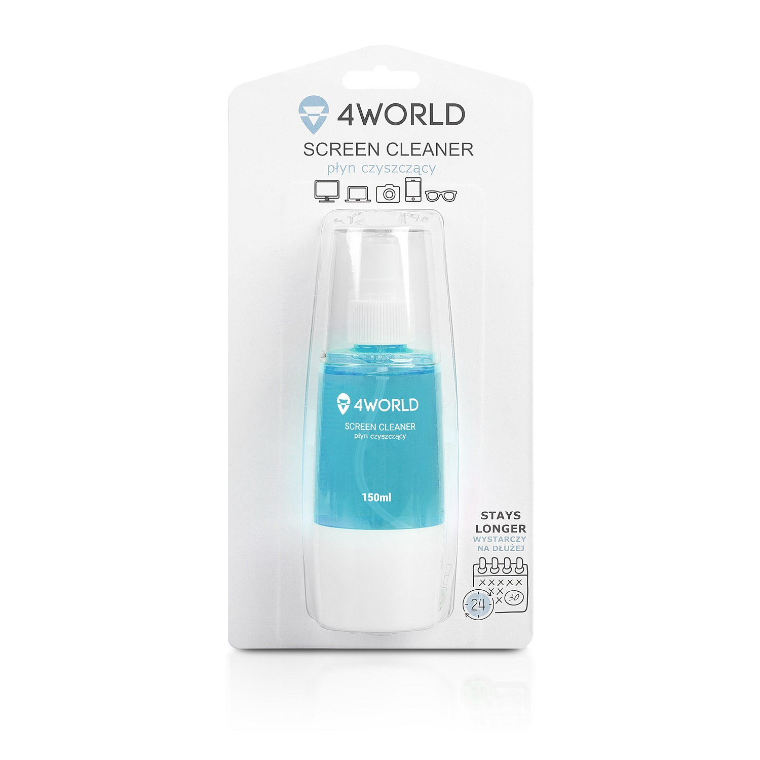 4World Zestaw czyszczący 150ml, ściereczka 20x 20cm, niebieski