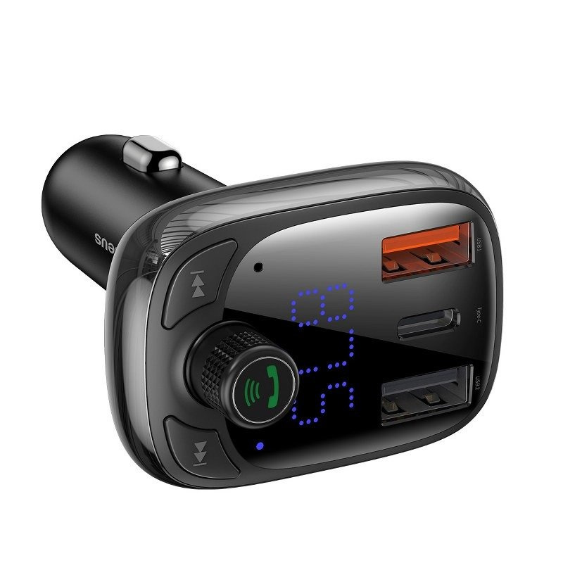 Transmiter FM Baseus T typed S-13, Bluetooth 5.0, 2xUSB,TYP-C, microSD, 5A, 36W, PD, QC 3.0 (CCTM-B01) Transmiter FM Baseus T typed S-13, Bluetooth 5.0, 2xUSB,TYP-C, microSD, 5A, 36W, PD, QC 3.0 (CCTM-B01)