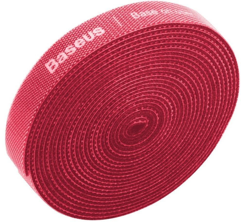 Taśma rzepowa, organizer kabli Baseus Rainbow Circle Velcro Straps 3m (czerwona) ACMGT-F09