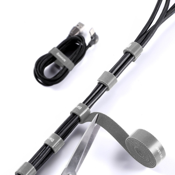 Zdjęcie produktu: Taśma rzepowa, organizer kabli Baseus Rainbow Circle Velcro Straps 3m (szary) ACMGT-F0G