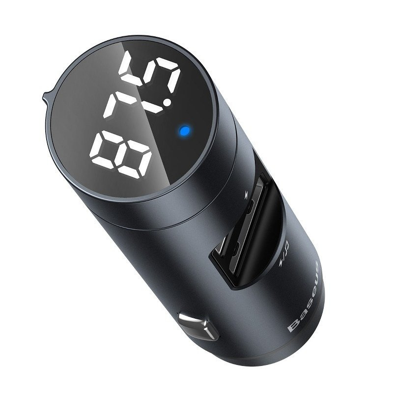 Transmiter FM Baseus Energy Column, Bluetooth 5.0, 2x USB, 3.1A, QC3.0 (szary) CCNLZ-0G Transmiter FM Baseus Energy Column, Bluetooth 5.0, 2x USB, 3.1A, QC3.0 (szary) CCNLZ-0G
