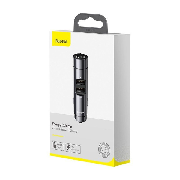 Zdjęcie produktu: Transmiter FM Baseus Energy Column, Bluetooth 5.0, 2x USB, 3.1A, QC3.0 (szary) CCNLZ-0G Zdjęcie produktu: Transmiter FM Baseus Energy Column, Bluetooth 5.0, 2x USB, 3.1A, QC3.0 (szary) CCNLZ-0G