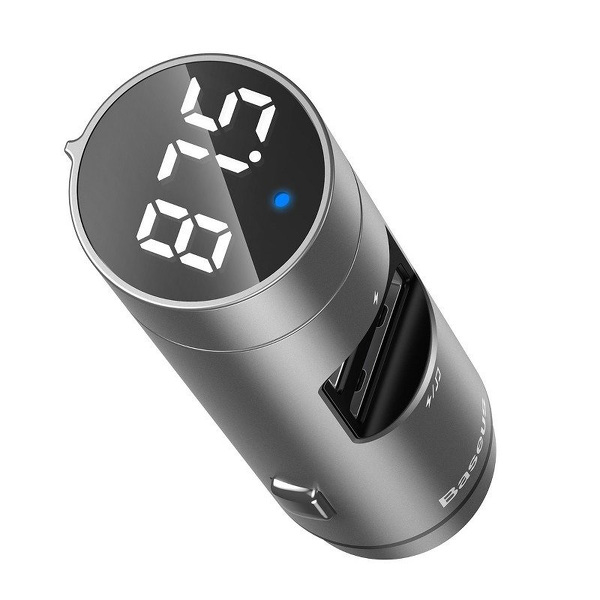 Zdjęcie produktu: Transmiter FM Baseus Energy Column, Bluetooth 5.0, 2x USB, 3.1A, QC3.0 (srebrny) CCNLZ-0S Zdjęcie produktu: Transmiter FM Baseus Energy Column, Bluetooth 5.0, 2x USB, 3.1A, QC3.0 (srebrny) CCNLZ-0S