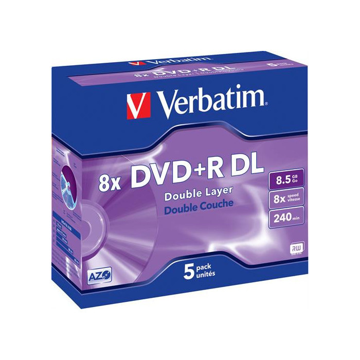 Verbatim DVD+R 8,5GB x8 JC 5szt Verbatim DVD+R 8,5GB x8 JC 5szt