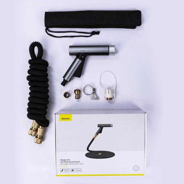 Zdjęcie produktu: Wąż z dyszą Baseus Simple Life do mycia samochodu, 15 m ze strumieniem wody (czarny) CRXC01-B01