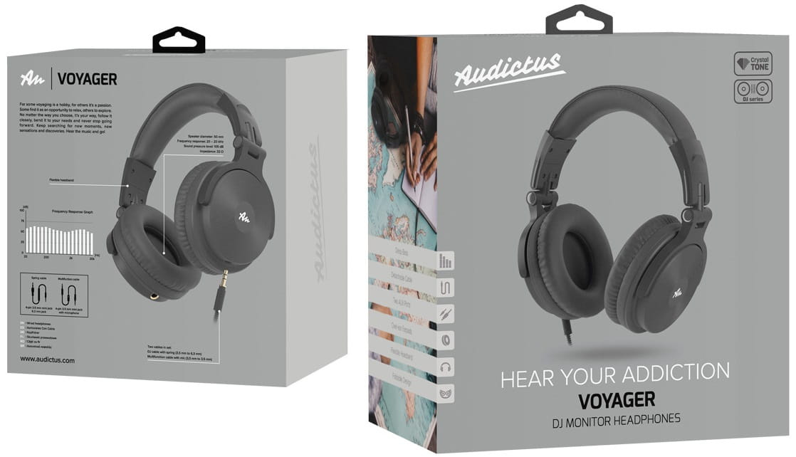 Słuchawki Audictus Voyager z mikrofonem, czarne