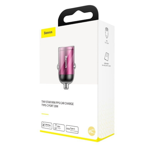 Zdjęcie produktu: Ładowarka samochodowa mini Baseus Tiny Star Mini 30W TYP-C, QC 4.0+, PD - różowa (VCHX-B04)