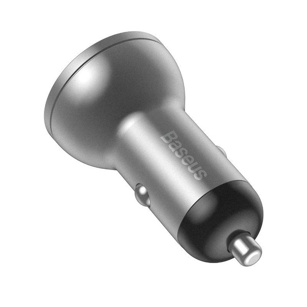 Zdjęcie produktu: Ładowarka samochodowa Baseus 2x USB, 4,8A, 24W z wyświetlaczem natężenia/napięcia - srebrna (CCBX-0S)