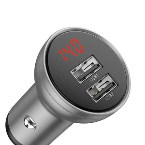 Miniatura produktu: Ładowarka samochodowa Baseus 2x USB, 4,8A, 24W z wyświetlaczem natężenia/napięcia - srebrna (CCBX-0S)