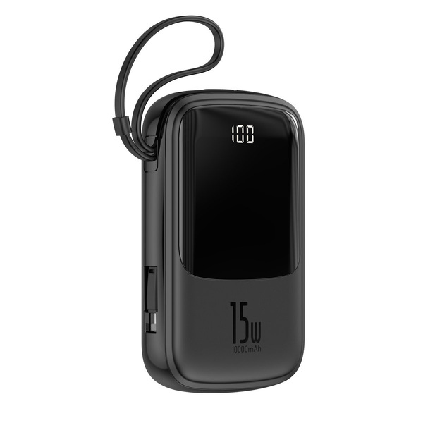 Zdjęcie produktu: Powerbank Baseus Qpow z kablem Lightning, 10000mAh, 3A, 15W - czarny (PPQD-B01)
