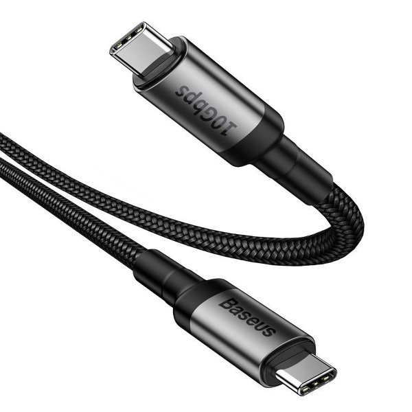 Zdjęcie produktu: Kabel przewód USB Typ-C do Typ-C 3.1 100cm Baseus Cafule PD 10Gbps 100W 4K 1m - czarno-szary (CATKLF-SG1)