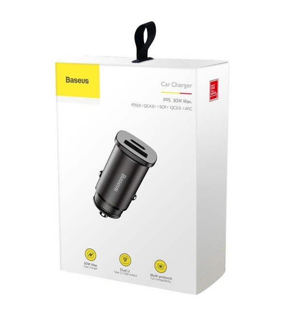Zdjęcie produktu: Ładowarka samochodowa Baseus Square PPS TYP-C QC4.0 / PD3.0 5A USB 30W - czarna (CCALL-AS01)