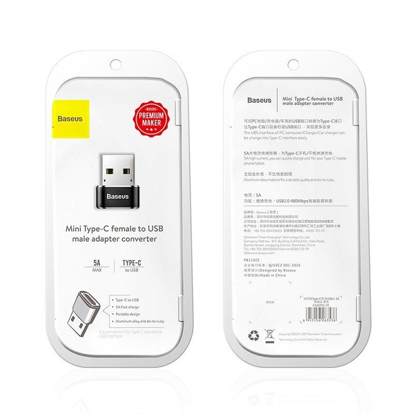 Zdjęcie produktu: Adapter TYP-C do USB-A Baseus 5A (czarny) (CAAOTG-01)