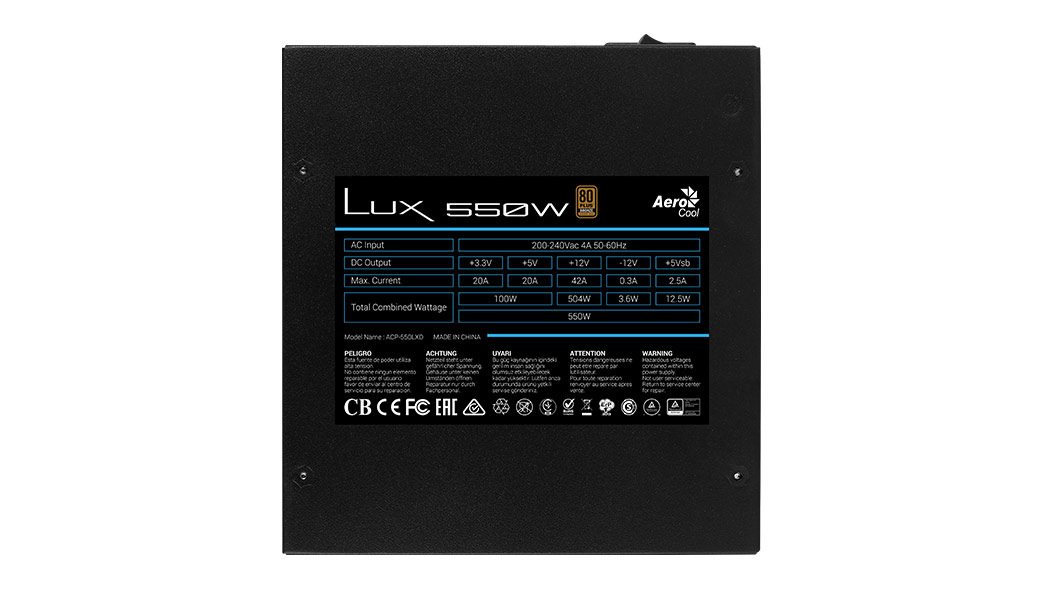 Aerocool PGS LUX 550W 80Plus Bronze