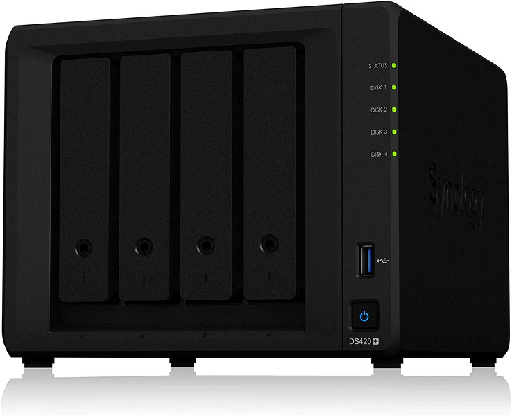 Zdjęcie produktu: Serwer plików Synology DS420+ 4-bay, Intel Celeron J4025 4-core 2.0 / 2.9 (burst)GHz, 2G DDR4 RAM, M.2 x 2 (NVMe), 2xGbE LAN, 2xUSB 3.0