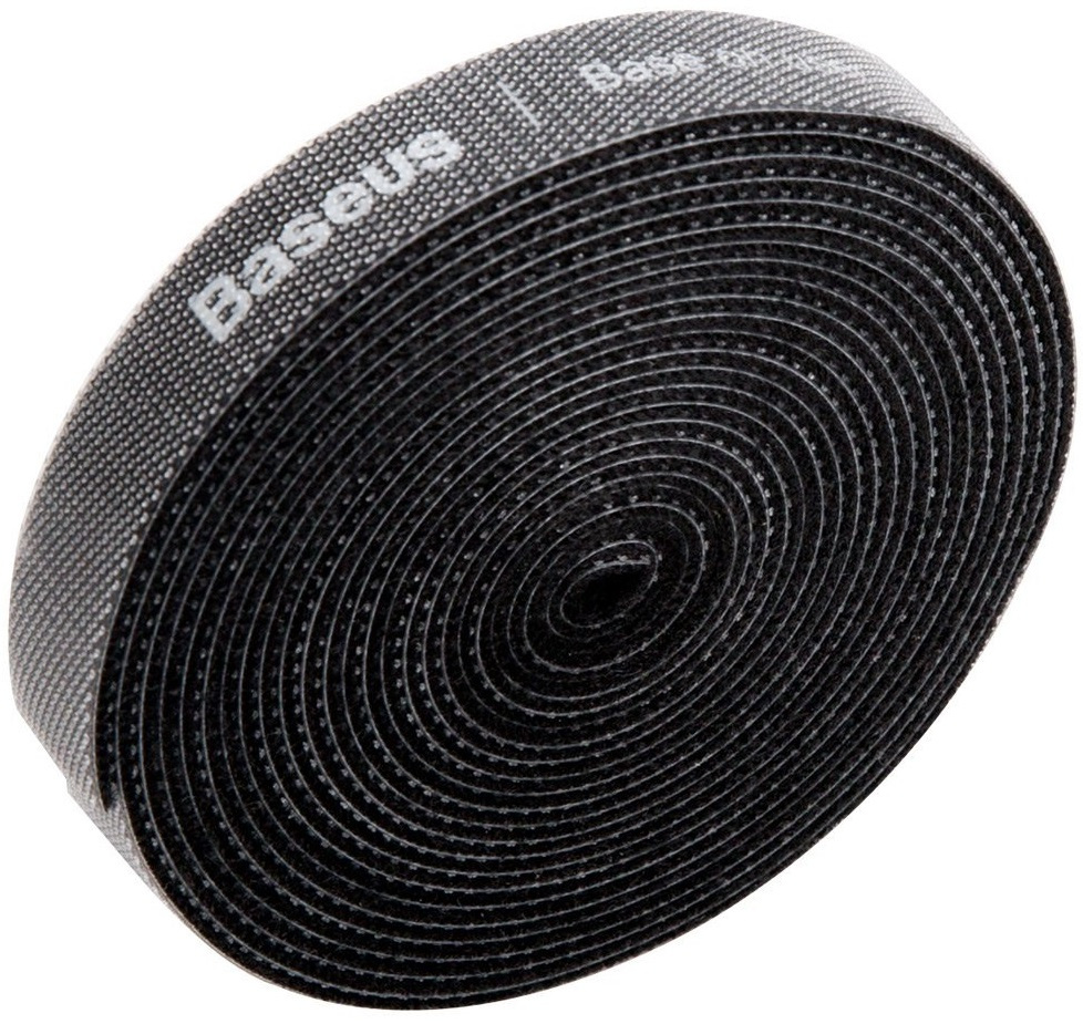 Taśma rzepowa, organizer kabli Baseus Rainbow Circle Velcro Straps 3m (czarna) ACMGT-F01