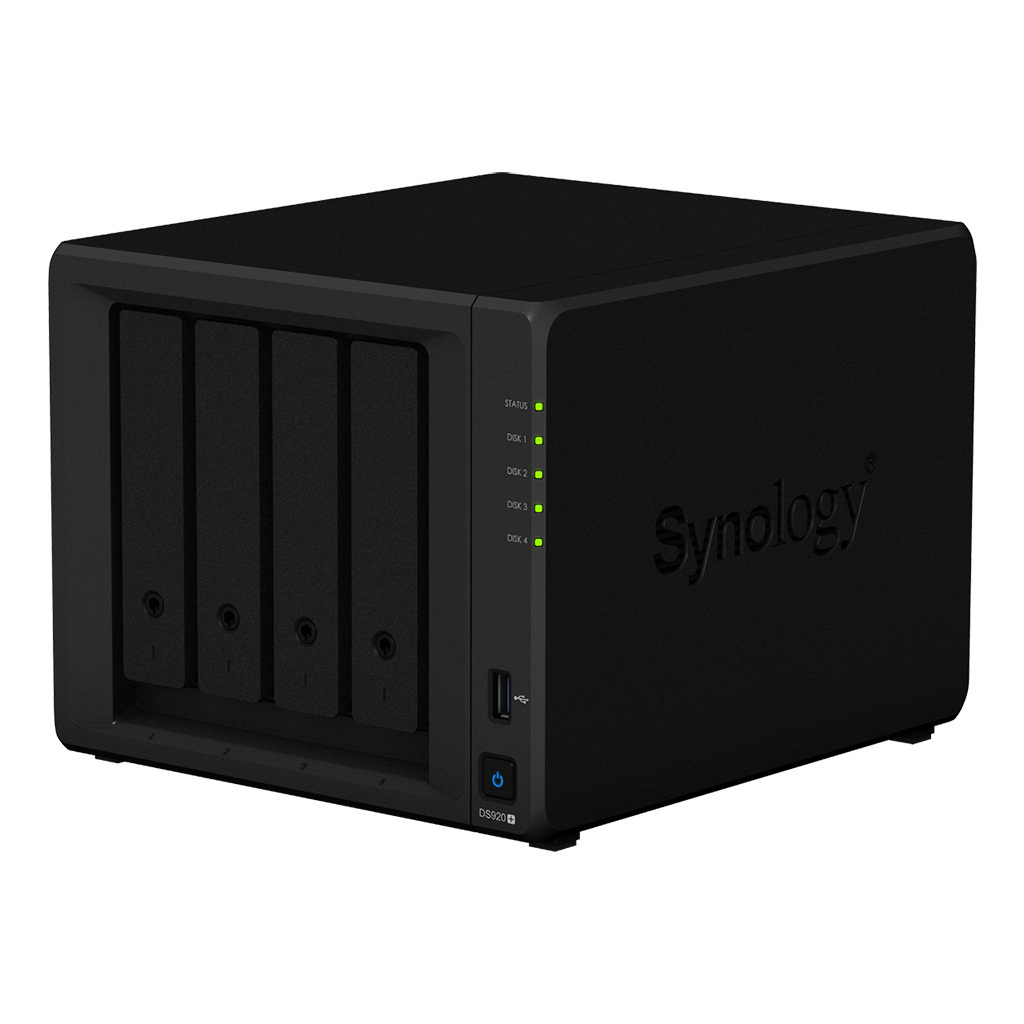 Serwer plików Synology DS920+ 4-bay, Intel Celeron J4125 4-core 2.0 GHz, 4GB DDR4 RAM, 2x M.2 2280 NVMe SSD, 2xGbE LAN, 2xUSB 3.0, 1xeSATA Serwer plików Synology DS920+ 4-bay, Intel Celeron J4125 4-core 2.0 GHz, 4GB DDR4 RAM, 2x M.2 2280 NVMe SSD, 2xGbE LAN, 2xUSB 3.0, 1xeSATA