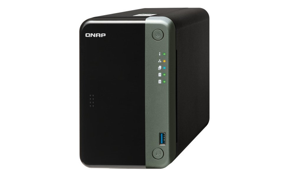 Zdjęcie produktu: Serwer plików QNAP TS-253D-4G 2-bay, Celeron J4125 quad-core 2.0 GHz (burst up to 2.7 GHz), 4G RAM DDR4, 2x 2,5 GbE LAN, 2xUSB 2.0, 2xUSB 3.2, 1xHDMI, 1x PCIe Gen 2x2