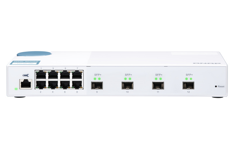 Qnap QSW-M408S 12-portowy przełącznik 4x 10GbE SFP+, 8