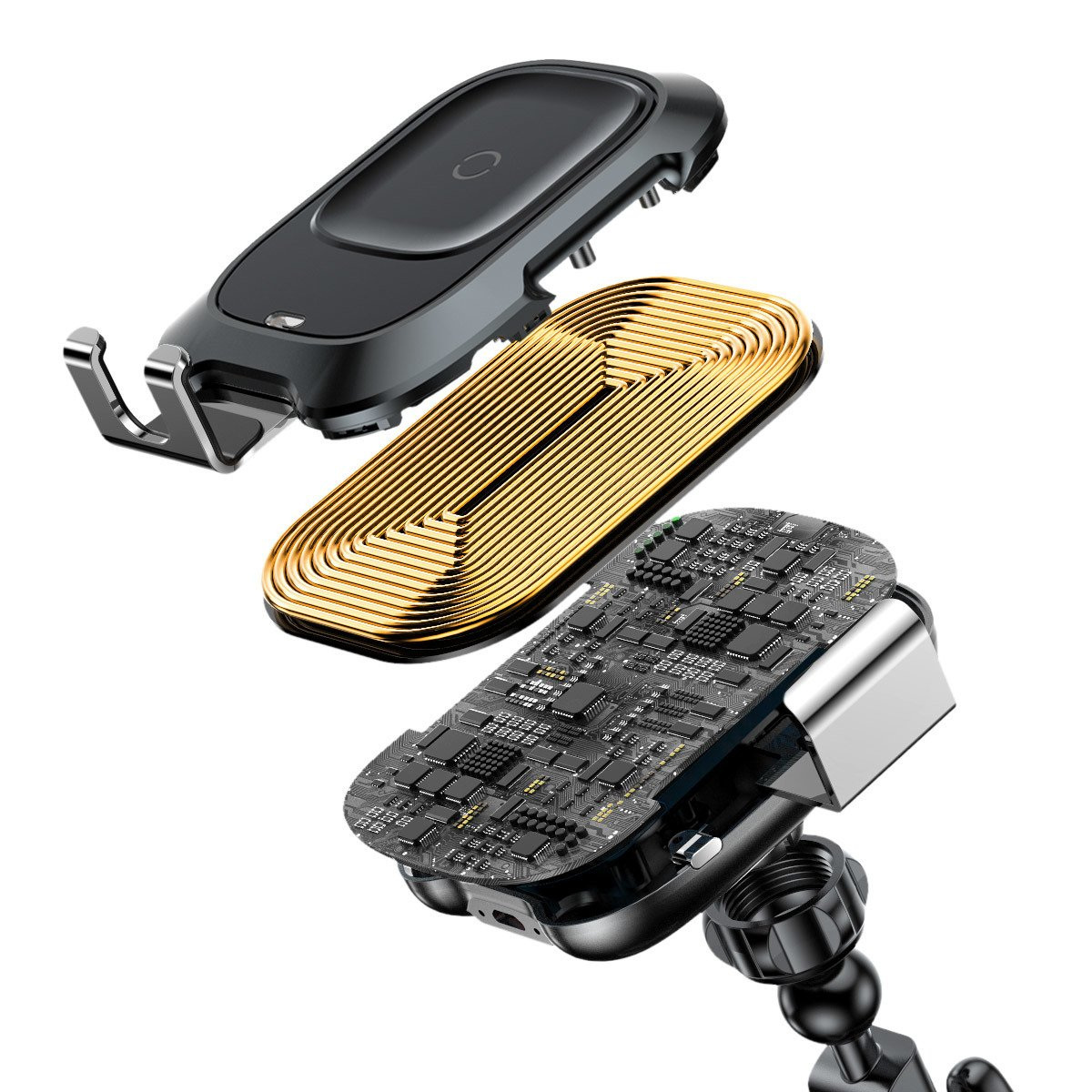Samochodowy uchwyt grawitacyjny do telefonu Baseus Smart Vehicle Bracket z ładowarką indukcyjną Qi 10W elektrycznie zamykany na deskę rozdzielczą z czujnikiem (WXZN-B01)