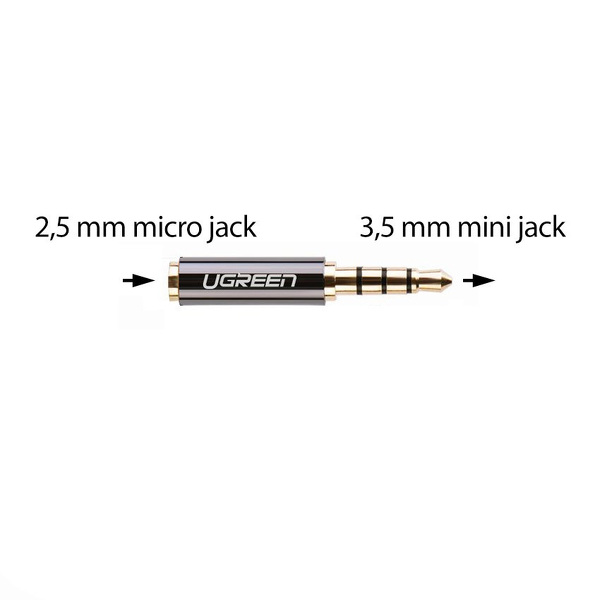Zdjęcie produktu: Ugreen adapter przejściówka z 2,5mm micro jack na 3,5mm mini jack czarny (20502)