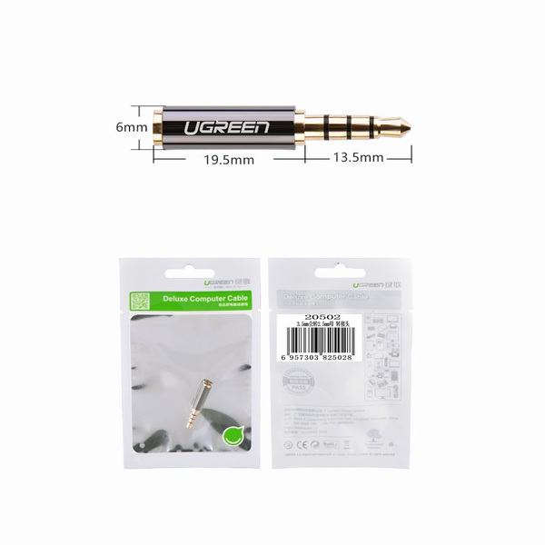 Zdjęcie produktu: Ugreen adapter przejściówka z 2,5mm micro jack na 3,5mm mini jack czarny (20502)