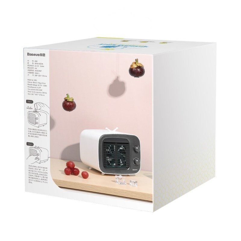 Mini klimatyzator przenośny Baseus wentylator wiatrak USB biało-czarny (CXTM-21)