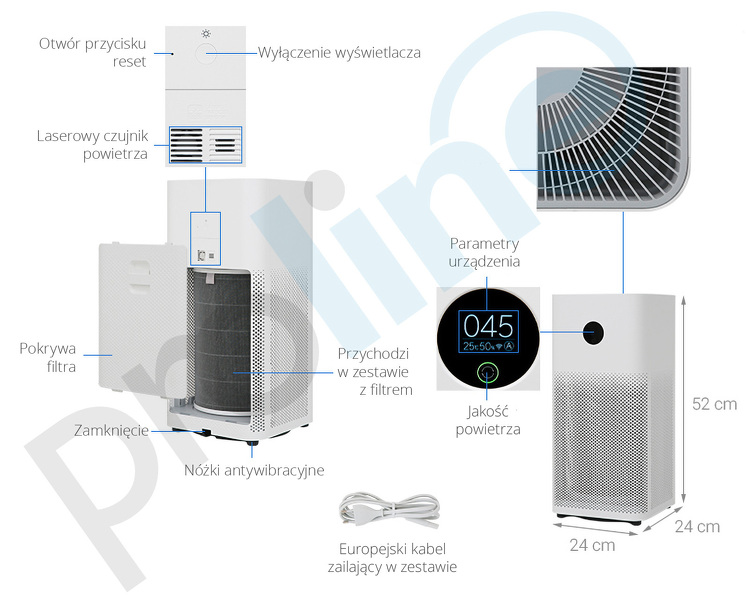 Zdjęcie produktu: Oczyszczacz powietrza Xiaomi Mi Air Purifier 3H EU