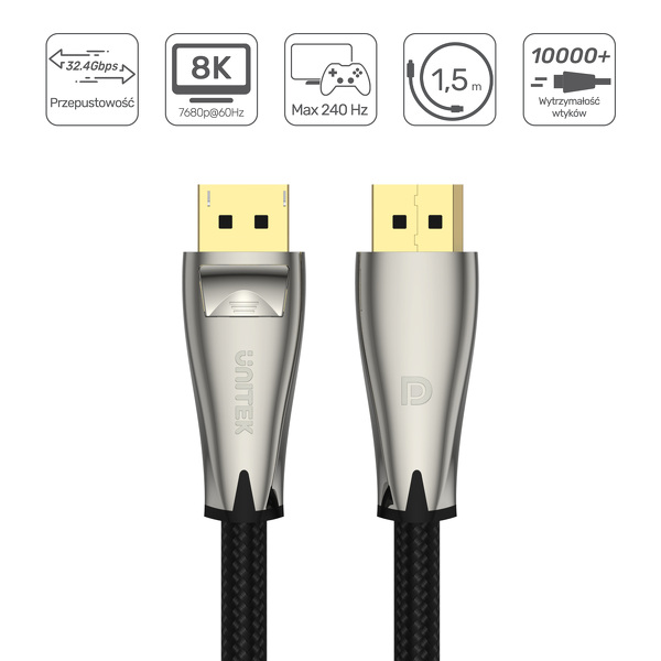 Zdjęcie produktu: Przewód DisplayPort M/M 1.4 8K@60Hz Unitek 1,5m (C1607BNI)
