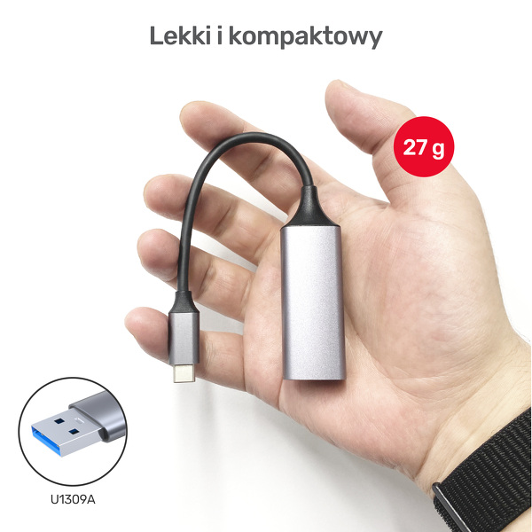 Zdjęcie produktu: Unitek Adapter USB-A 3.1 GEN 1 to Ethernet 10/100/1000 (U1309A)