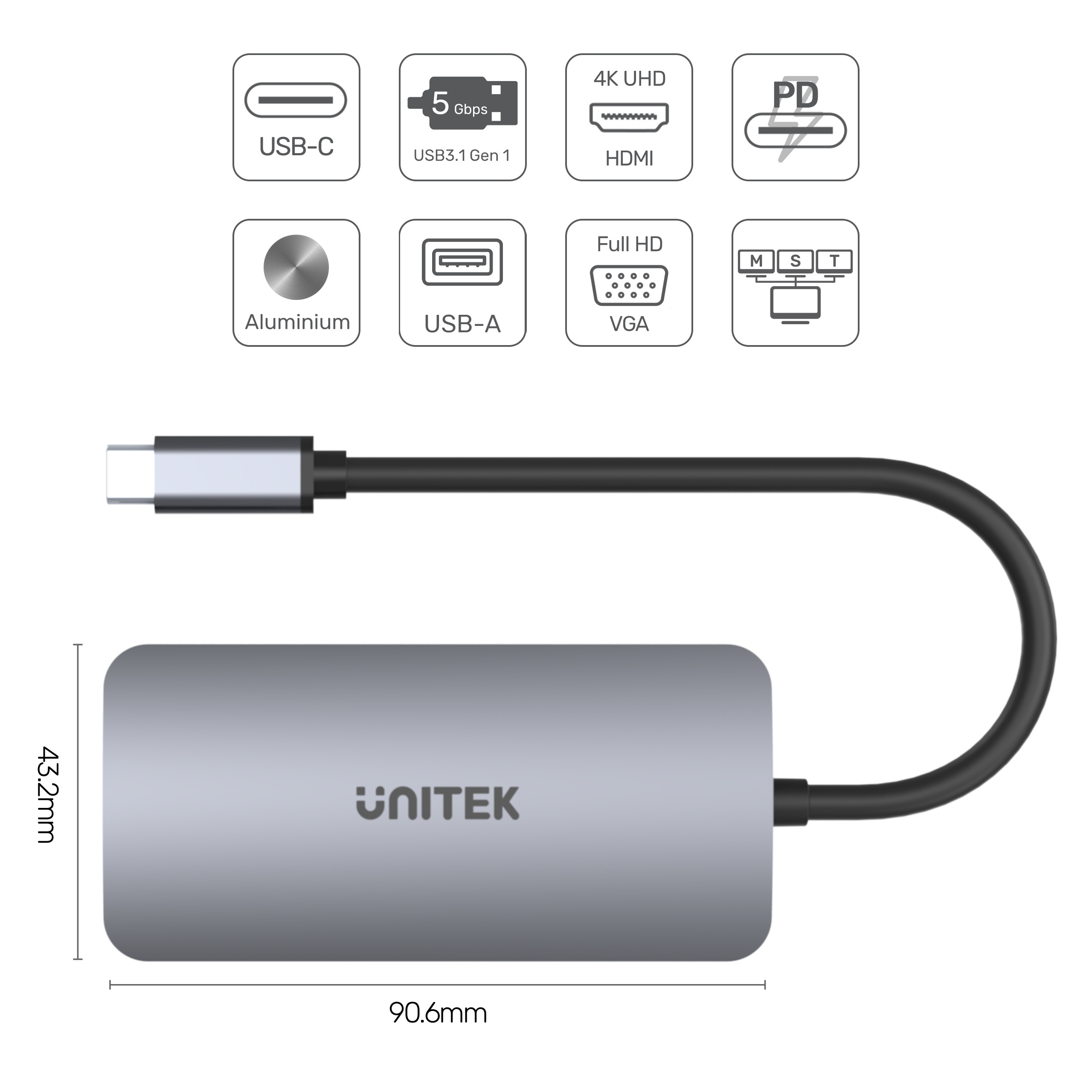 Unitek HUB USB TYP-C 1 x USB 3.1 (D1051A) Unitek HUB USB TYP-C 1 x USB 3.1 (D1051A)