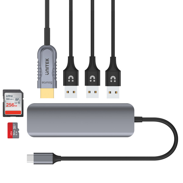 Zdjęcie produktu: Unitek HUB USB TYP-C 3 x USB 3.1 Gen 1 HDMI SD microSD (H1107F)
