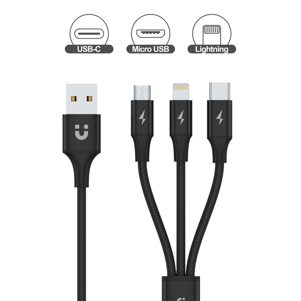Zdjęcie produktu: Unitek przewód ładujący USB A 3 w 1 C14049BK