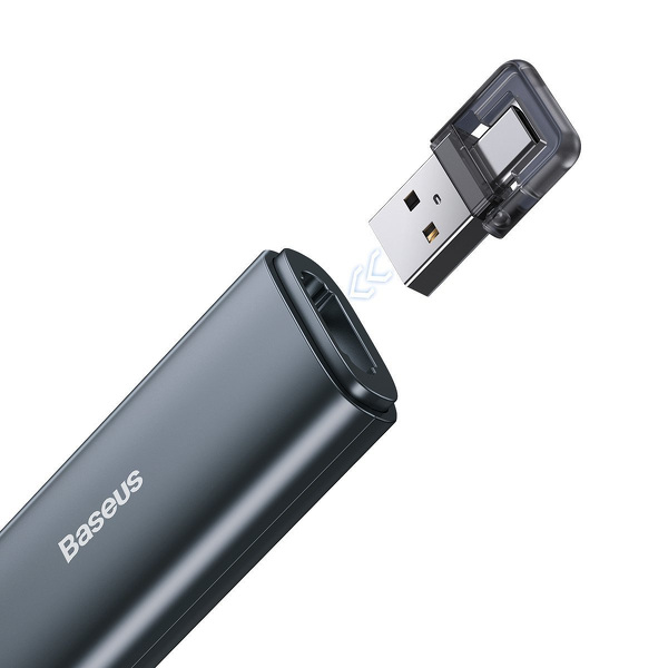 Zdjęcie produktu: Wielofunkcyjny pilot Baseus Orange Dot do prezentacji, ze wskaźnikiem laserowym, bez baterii (szary) (ACFYB-B0G)