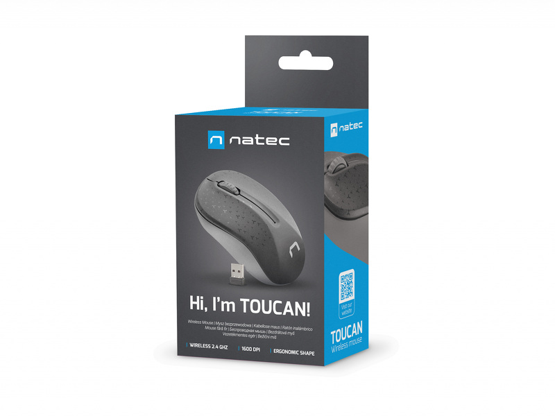 Zdjęcie produktu: Mysz bezprzewodowa Natec Toucan 1600DPI czarno-szara